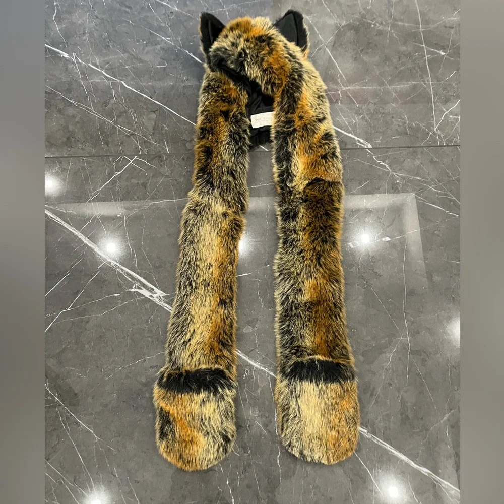 SpiritHoods Faux Fur Fox Scarf in Brown and Black